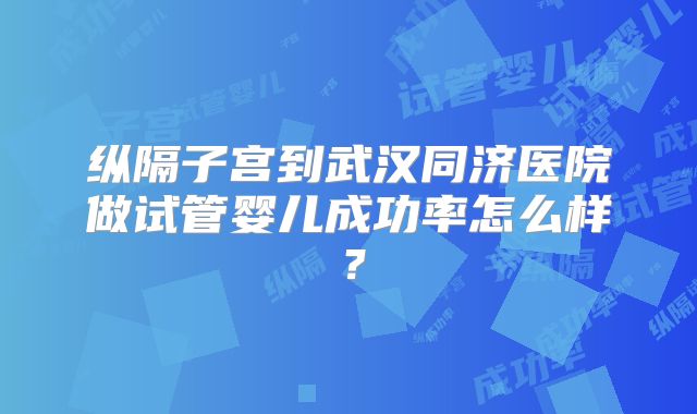 纵隔子宫到武汉同济医院做试管婴儿成功率怎么样?