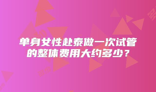 单身女性赴泰做一次试管的整体费用大约多少？