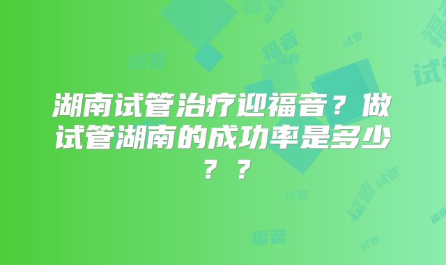 湖南试管治疗迎福音？做试管湖南的成功率是多少？？
