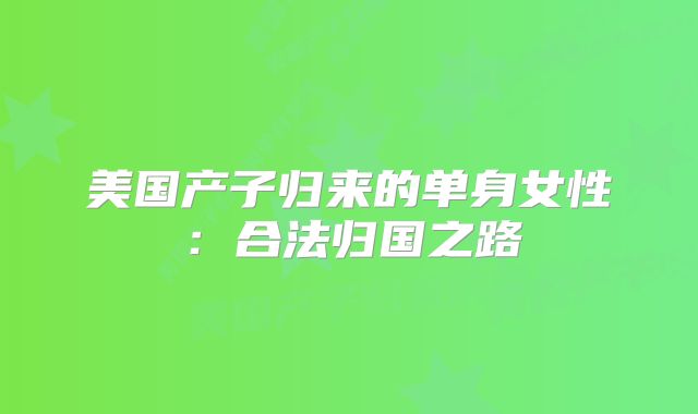 美国产子归来的单身女性:合法归国之路