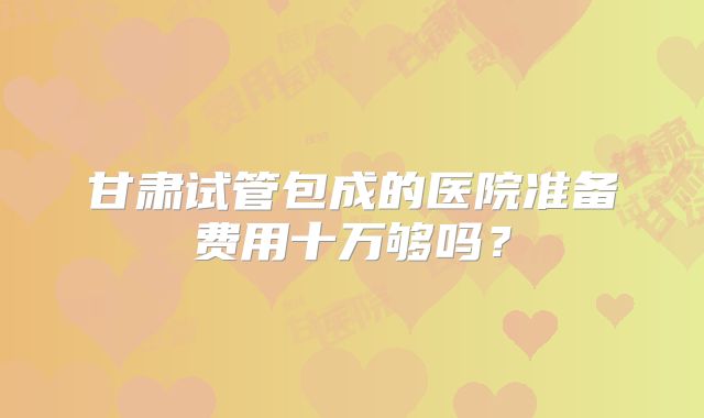 甘肃试管包成的医院准备费用十万够吗？