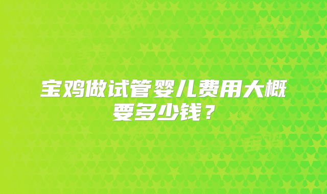 宝鸡做试管婴儿费用大概要多少钱？