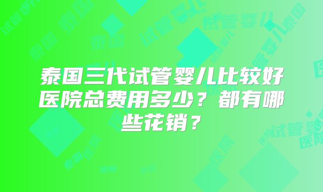 泰国三代试管婴儿比较好医院总费用多少？都有哪些花销？