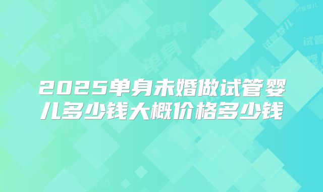 2025单身未婚做试管婴儿多少钱大概价格多少钱