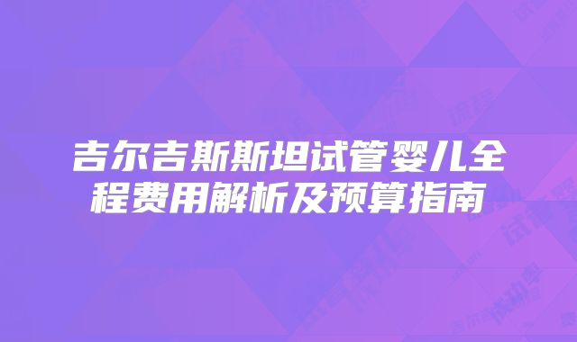 吉尔吉斯斯坦试管婴儿全程费用解析及预算指南