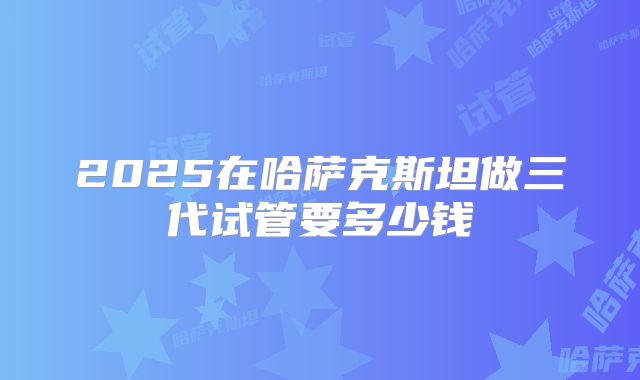2025在哈萨克斯坦做三代试管要多少钱