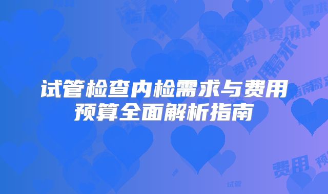试管检查内检需求与费用预算全面解析指南