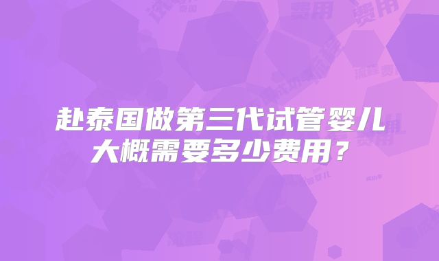赴泰国做第三代试管婴儿大概需要多少费用?