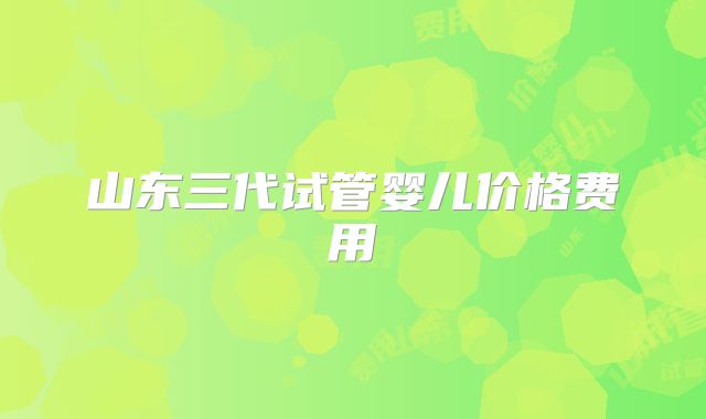 山东三代试管婴儿价格费用