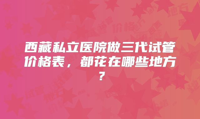 西藏私立医院做三代试管价格表，都花在哪些地方？