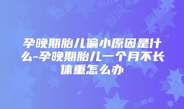 孕晚期胎儿偏小原因是什么-孕晚期胎儿一个月不长体重怎么办