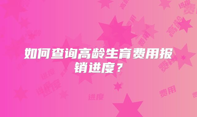 如何查询高龄生育费用报销进度？
