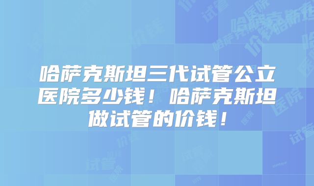 哈萨克斯坦三代试管公立医院多少钱！哈萨克斯坦做试管的价钱！