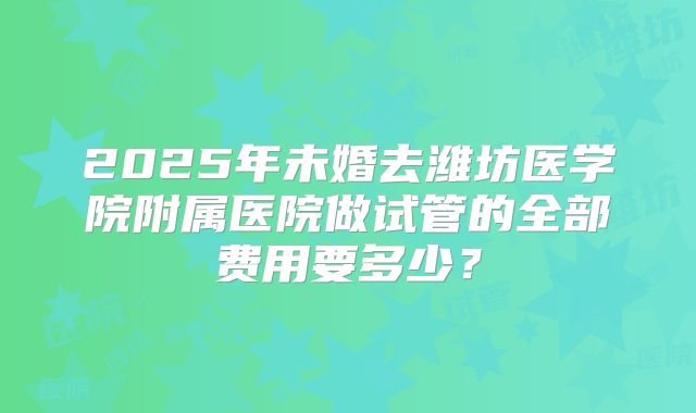 2025年未婚去潍坊医学院附属医院做试管的全部费用要多少?