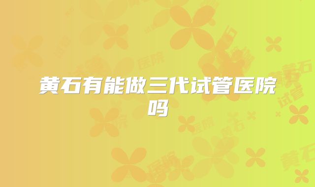 黄石有能做三代试管医院吗