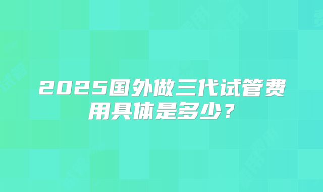 2025国外做三代试管费用具体是多少？