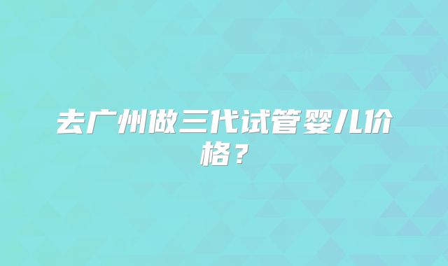 去广州做三代试管婴儿价格？