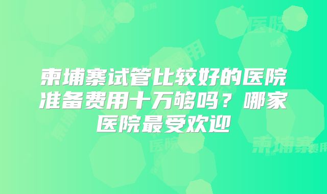 柬埔寨试管比较好的医院准备费用十万够吗？哪家医院最受欢迎