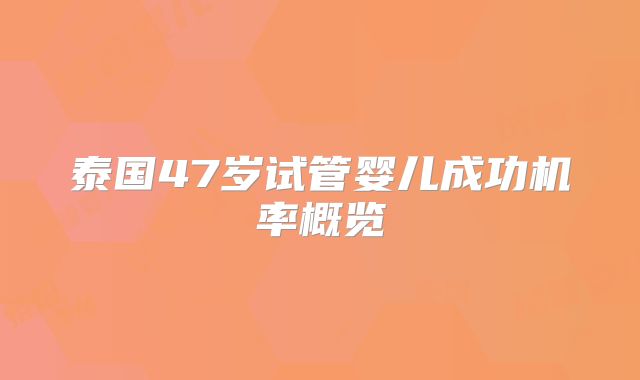 泰国47岁试管婴儿成功机率概览