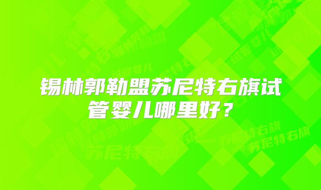 锡林郭勒盟苏尼特右旗试管婴儿哪里好？