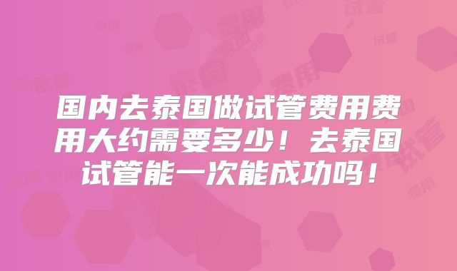 国内去泰国做试管费用费用大约需要多少！去泰国试管能一次能成功吗！