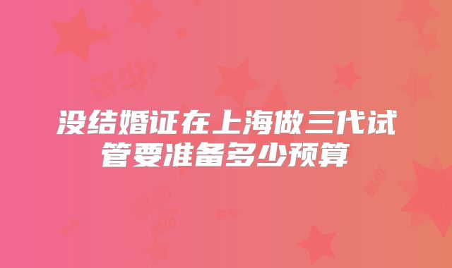 没结婚证在上海做三代试管要准备多少预算