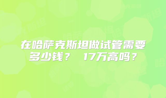 在哈萨克斯坦做试管需要多少钱？ 17万高吗？