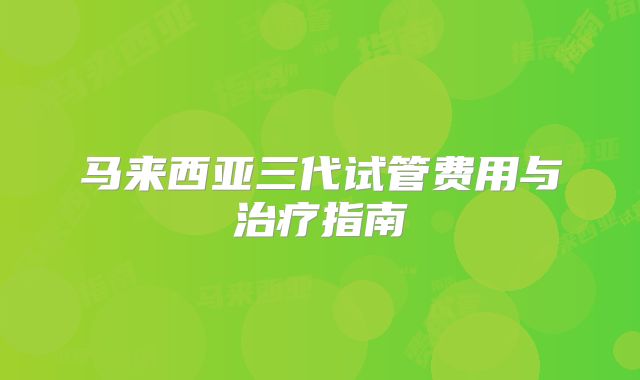 马来西亚三代试管费用与治疗指南