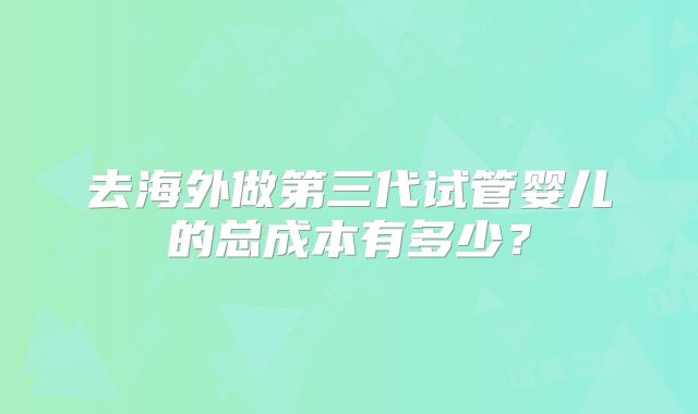 去海外做第三代试管婴儿的总成本有多少?