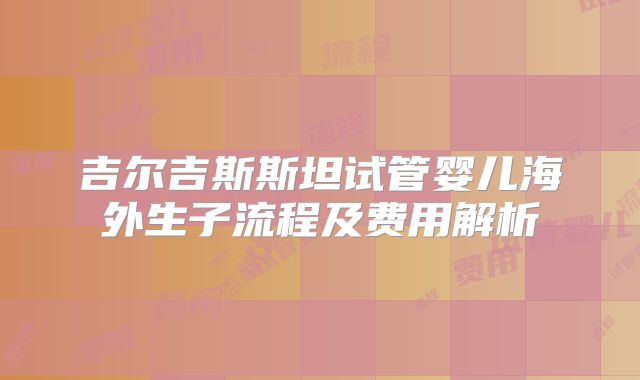 吉尔吉斯斯坦试管婴儿海外生子流程及费用解析