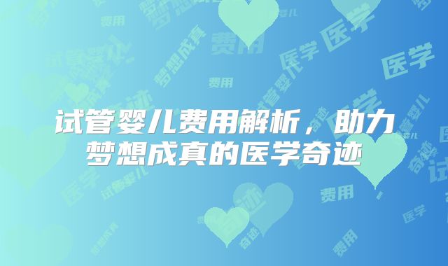 试管婴儿费用解析，助力梦想成真的医学奇迹