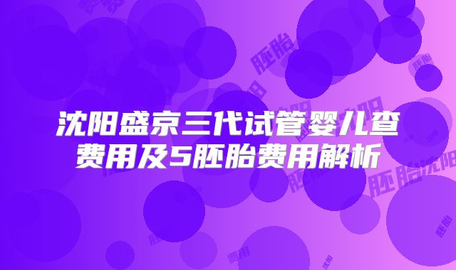 沈阳盛京三代试管婴儿查费用及5胚胎费用解析