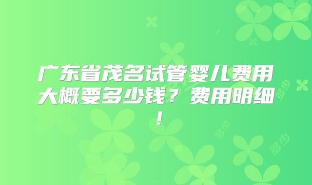 广东省茂名试管婴儿费用大概要多少钱？费用明细！