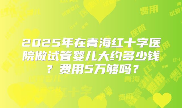 2025年在青海红十字医院做试管婴儿大约多少钱？费用5万够吗？