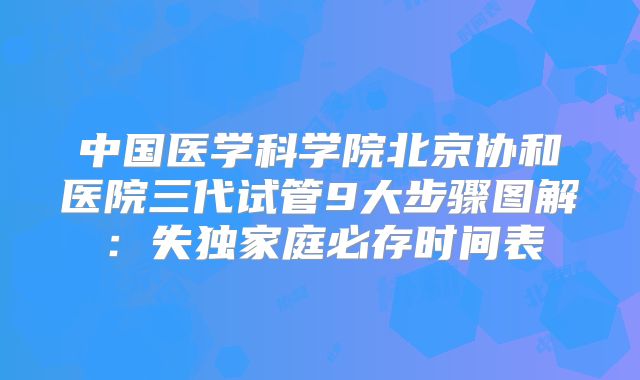 中国医学科学院北京协和医院三代试管9大步骤图解：失独家庭必存时间表