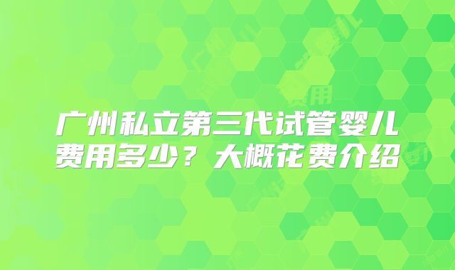 广州私立第三代试管婴儿费用多少？大概花费介绍