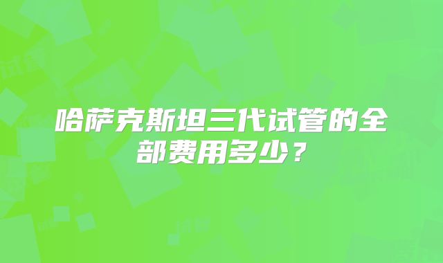 哈萨克斯坦三代试管的全部费用多少?