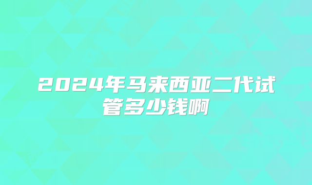 2024年马来西亚二代试管多少钱啊