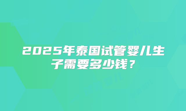 2025年泰国试管婴儿生子需要多少钱？