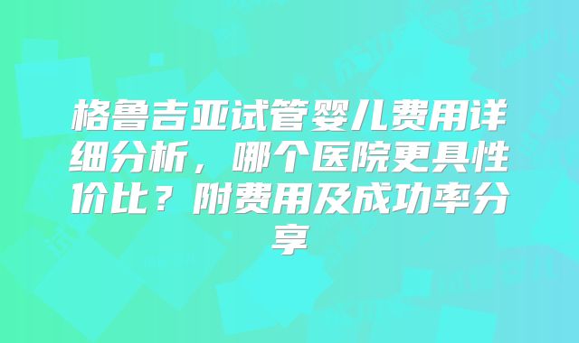 格鲁吉亚试管婴儿费用详细分析，哪个医院更具性价比？附费用及成功率分享