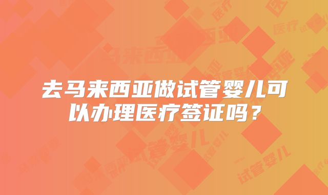 去马来西亚做试管婴儿可以办理医疗签证吗？