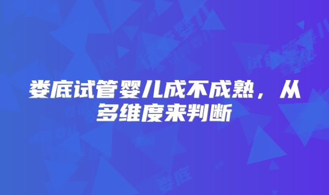 娄底试管婴儿成不成熟，从多维度来判断