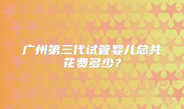 广州第三代试管婴儿总共花费多少？