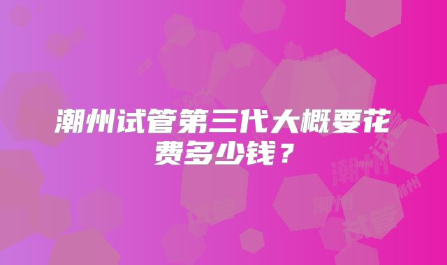 潮州试管第三代大概要花费多少钱?