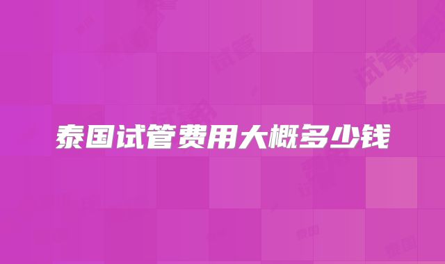 泰国试管费用大概多少钱
