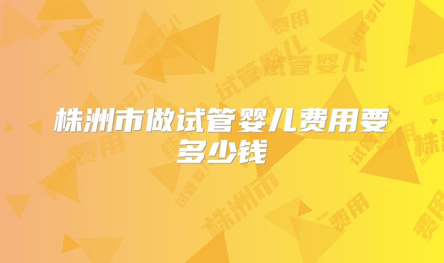 株洲市做试管婴儿费用要多少钱