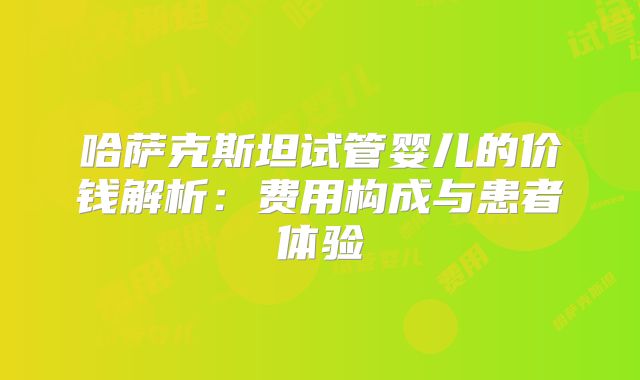 哈萨克斯坦试管婴儿的价钱解析:费用构成与患者体验
