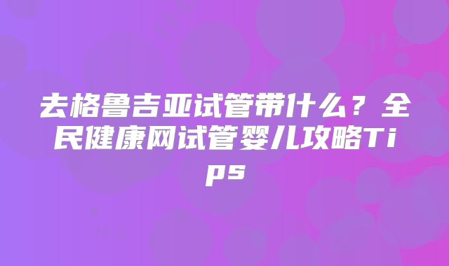 去格鲁吉亚试管带什么？全民健康网试管婴儿攻略Tips
