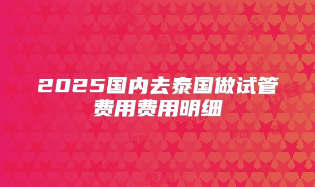 2025国内去泰国做试管费用费用明细