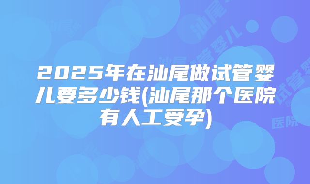 2025年在汕尾做试管婴儿要多少钱(汕尾那个医院有人工受孕)